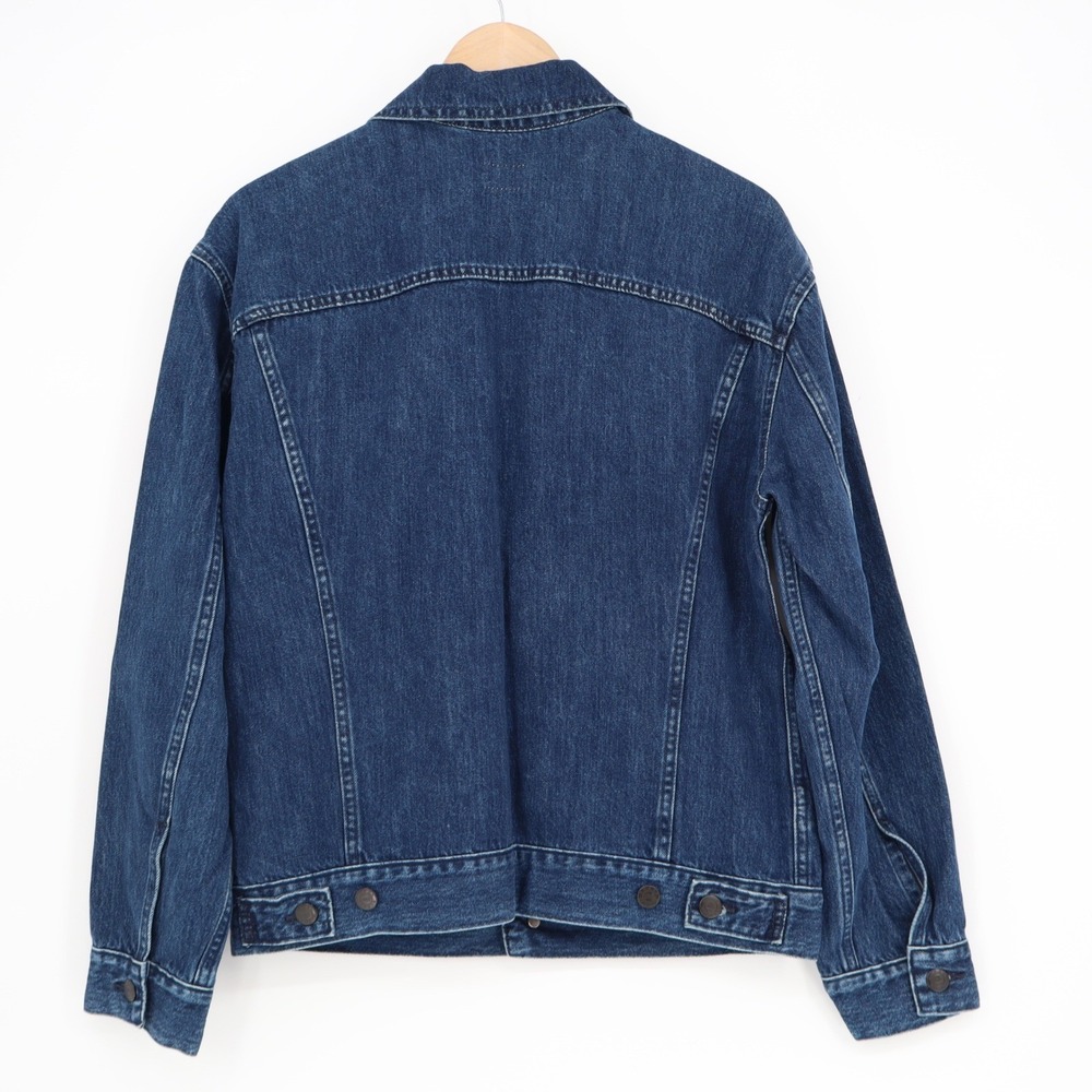 ABLE Dark Wash Denim Trucker Jacket Cotton Lyocell Blend Blue Size L - Picture 5 of 6